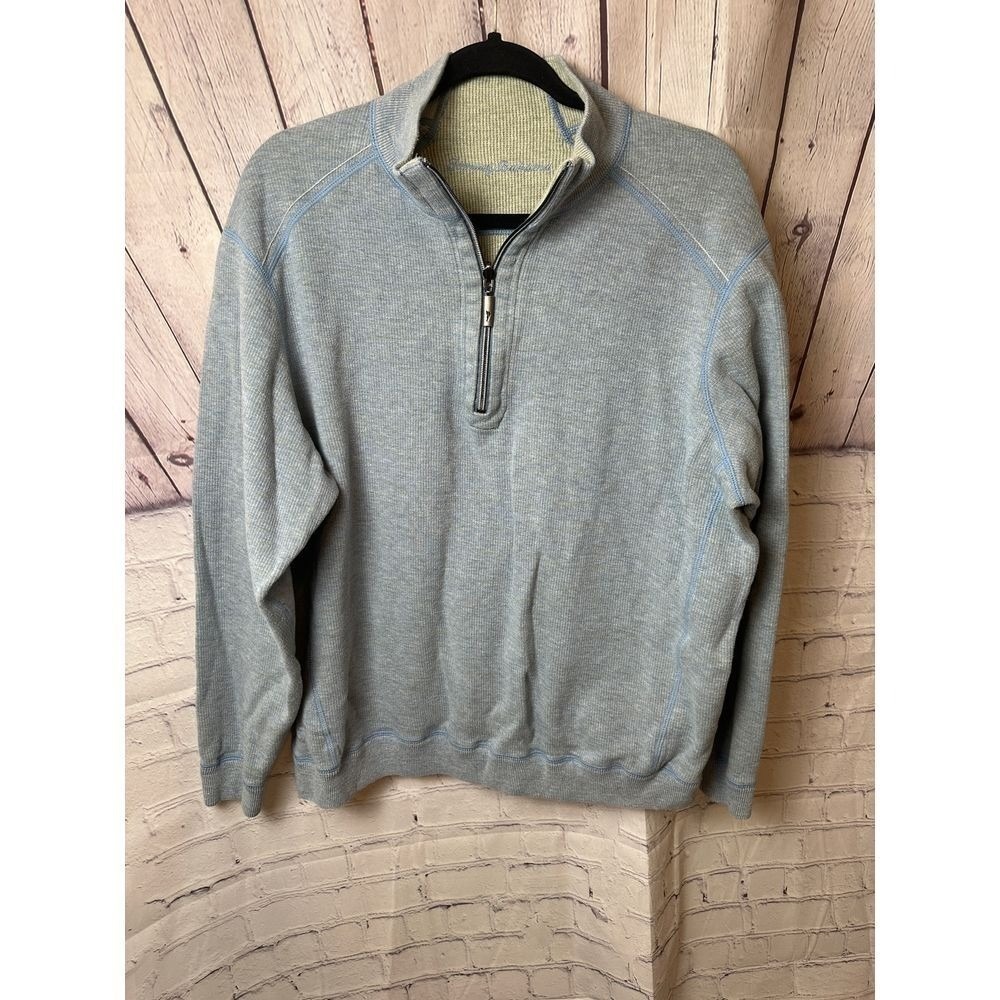 TOMMY BAHAMA Classic Gray Quarter-Zip Pullover Casual Athletic Wear